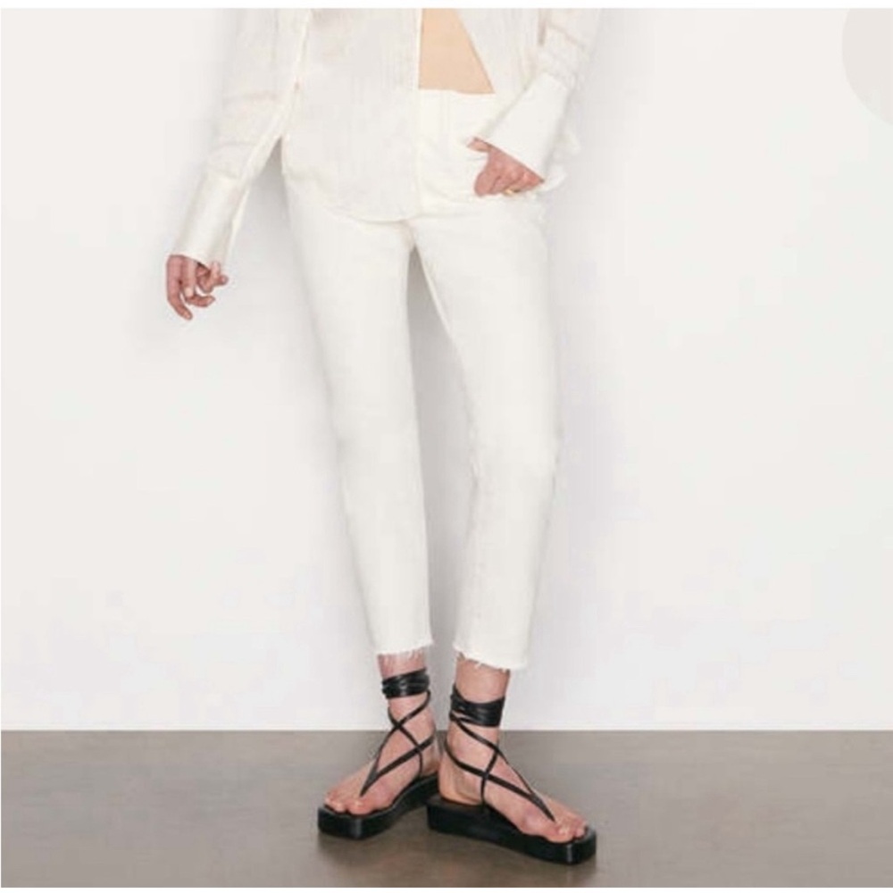 New Frame Le Garçon Crop Denim Jeans in Natural White size 32